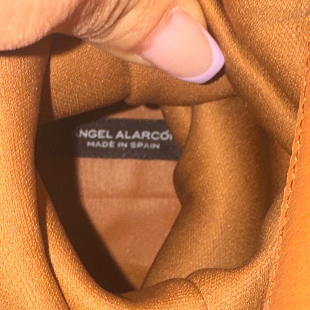 Slouchy Suede Mid-Calf Heeled Boots in Camel Brown - Picture 7 of 8